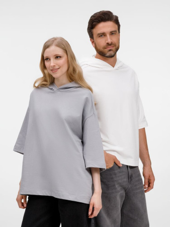 Футболка оверсайз унисекс с капюшоном Neofit, молочно-белая, размер XS/S