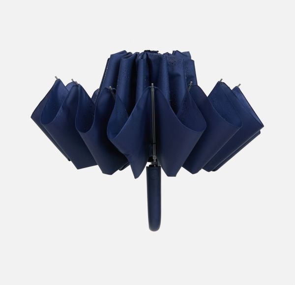 Зонт обратного сложения inLoop с ручкой-карабином, темно-синий