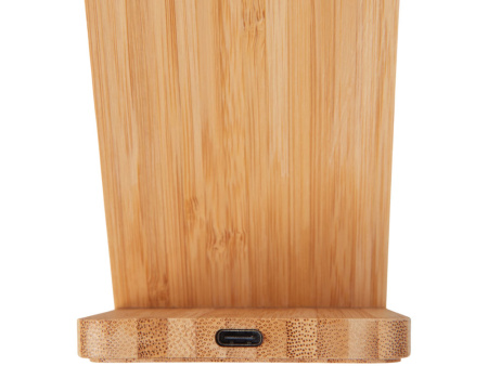 Беспроводное зарядное устройство 2-в-1 с подсветкой лого Reedia S4, 15 Вт, бамбук, черный Беспроводное зарядное устройство 2-в-1 с подсветкой лого Reedia S4, 15 Вт, бамбук, черный