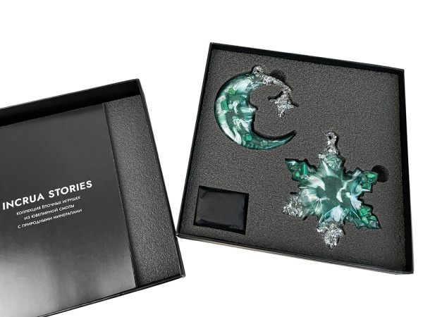 Набор елочных игрушек: Полумесяц, Снежинка