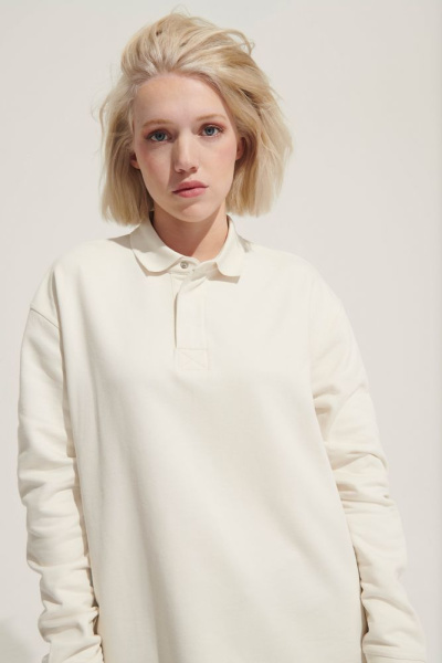 Рубашка поло оверсайз с длинным рукавом Heritage, серый меланж, размер S