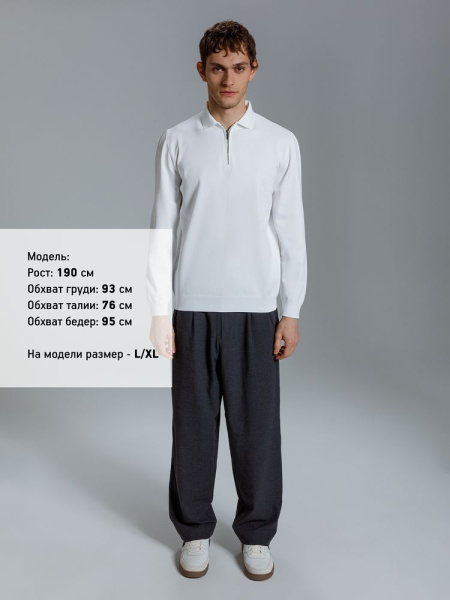 Рубашка поло мужская с длинным рукавом Terrazzo, белая, размер 2XL/3XL