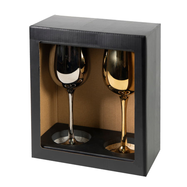 Бокалы для вина 2 штуки MOONSUN, золотой и серебяный, 22,5х24,8х11,9см, стекло