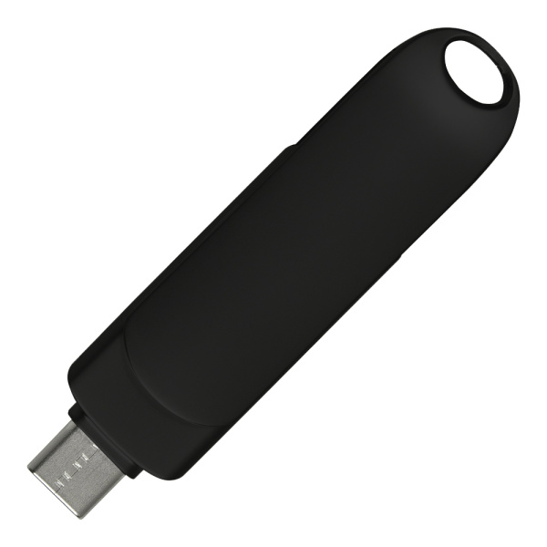 Флеш накопитель  USB 3.0 + TYPE C Cupertino, металл, черный матовый, 32 GB