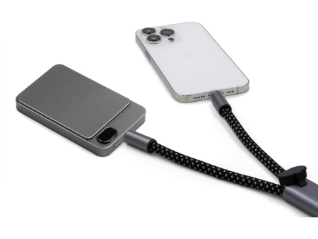 Ремешок-держатель для телефона с зарядным кабелем USB-C - USB-C Lany Wristband Charge Eco, серый