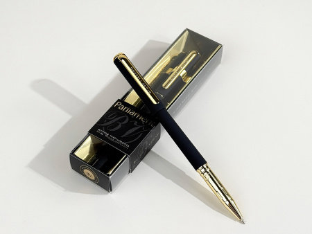 Ручка пластиковая шариковая Parliament, 0,7 мм, синие чернила, черный/золотистый