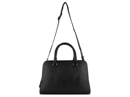 Сумка женская BUGATTI ЭЛЬЗА | ELSA, чёрная, воловья кожа/полиэстер, 32х13х22 см