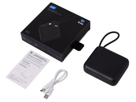 Внешний аккумулятор со встроенным кабелем Liri, QC/PD, 10000 мАч