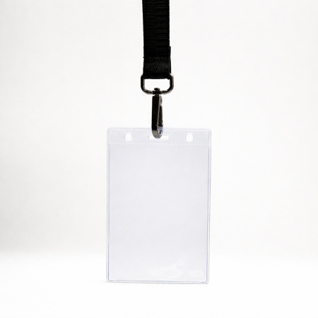 Лента для бейджа Flat, с карабином (черный)