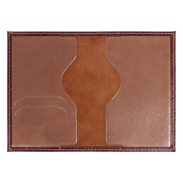 Обложка для автодокументов Leather Sky Matt Sun из натуральной кожи, бордовая с белой прострочкой