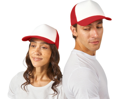 Бейсболка с сеткой Newport, белый/красный