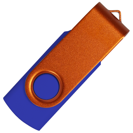 Флеш накопитель USB 2.0 Twister Сolor Mix 16GB, пластик Софт Тач/металл, синий/оранжевый