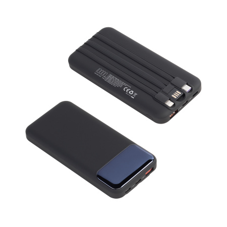 Зарядное (22.5W) устройство "Grade SOFTTOUCH" 10000 mAh с подсветкой логотипа, встроенными кабелями и цифровым индикатором заряда Зарядное (22.5W) устройство "Grade SOFTTOUCH" 10000 mAh с подсветкой логотипа, встроенными кабелями и цифровым индикатором заряда