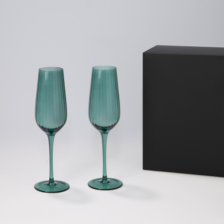 Подарочный набор 2 бокала для шампанского Капри (Capri) в черной коробке